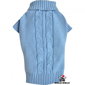 DoggyDolly W452 Strickpullover für Hunde eisblau -XXL- Brust 56-58 cm Rücken 36-38 cm