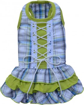 DoggyDolly D296 Hundekleid grün kariert - XL