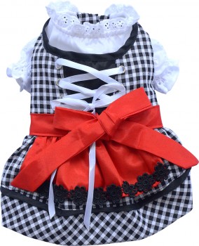 DoggyDolly DL001 Dirndl für Hunde schwarz-weiß - XS