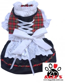 Vorführmodell - DoggyDolly Hunde-Dirndl schwarz-rot DL005 - XL