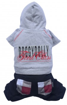 DoggyDolly DRF020 Outdoor Jogginganzug für Hunde grau-schwarz - S
