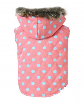 DoggyDolly W482 Wintermantel für Hunde rosa mit Tupfen - XL