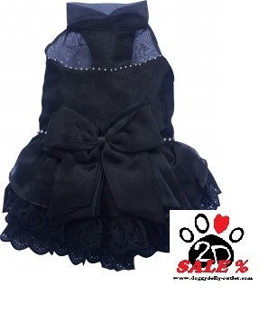 Vorführmodell - DoggyDolly MOPS&CO Hunde Abendkleid schwarz FP-F027 - M