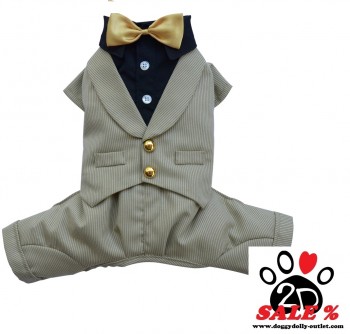 Vorführmodell - DoggyDolly BIGDOG Hundesmoking Anzug beige-schwarz BD321