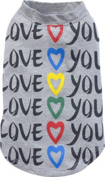 DoggyDolly T180 Hundeshirt "LOVE YOU" grau - XXS