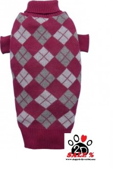 DoggyDolly W273 Strickpullover kariert rot -XXS- Brust 26-28 cm Rücken 13-15 cm