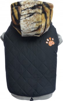 Doggydolly W339 Hundemantel "Caviar" schwarz-tiger -XXL- Brust 56-58 cm Rücken 36-38 cm