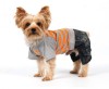 DoggyDolly C129 Hundekombi Jeans & T-Shirt orange gestreift - L