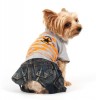 DoggyDolly C129 Hundekombi Jeans & T-Shirt orange gestreift - L