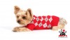 DoggyDolly W273 Strickpullover kariert rot -M- Brust 41-43 cm Rücken 28-30 cm