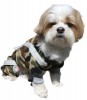 Doggydolly W361 kuscheliger Hunde Jumper, camouflage mit aufgesetzter Tasche und grauen Trägern und Bund, sehr weiches Velour Größe -XL- Brust 51-53 cm Rücken 33-35 cm